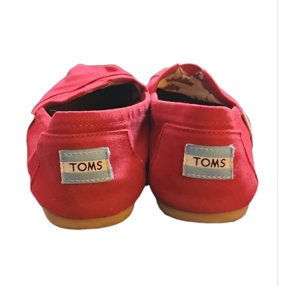 TOMS Alpargata Heritage Red Canvas Slip-On Shoes Womens 8 Classic Comfort Flats - Picture 5 of 7
